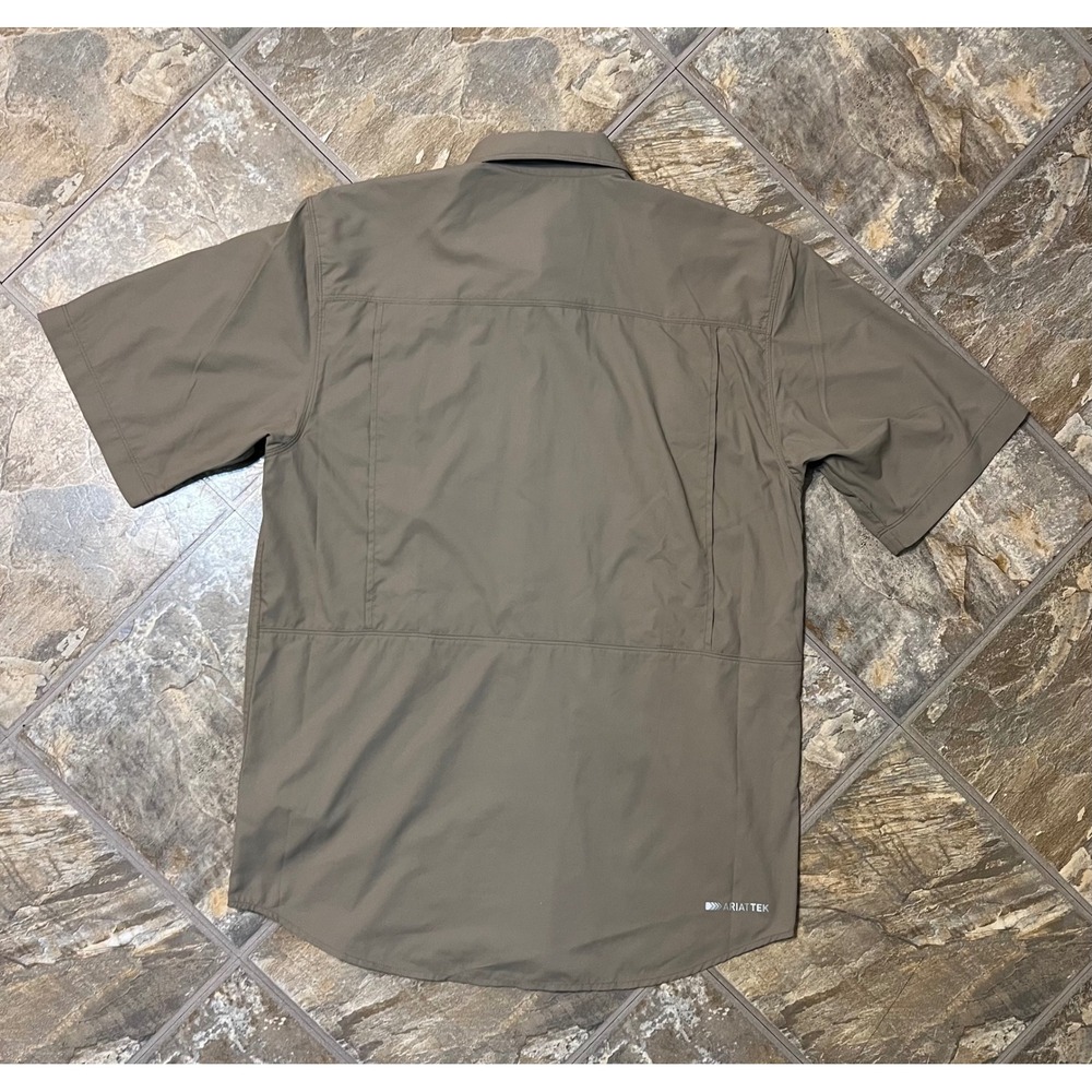 Ariat AriatTEK Shirt Mens Small Tan Heat Series Short Sleeve Button Up - Picture 5 of 9